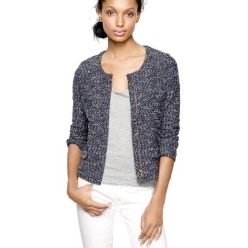 J. Crew Blue Tweed Cardigan